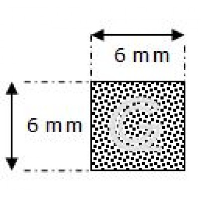 Rechthoekig mosrubber snoer | 6 x 6 mm | per meter